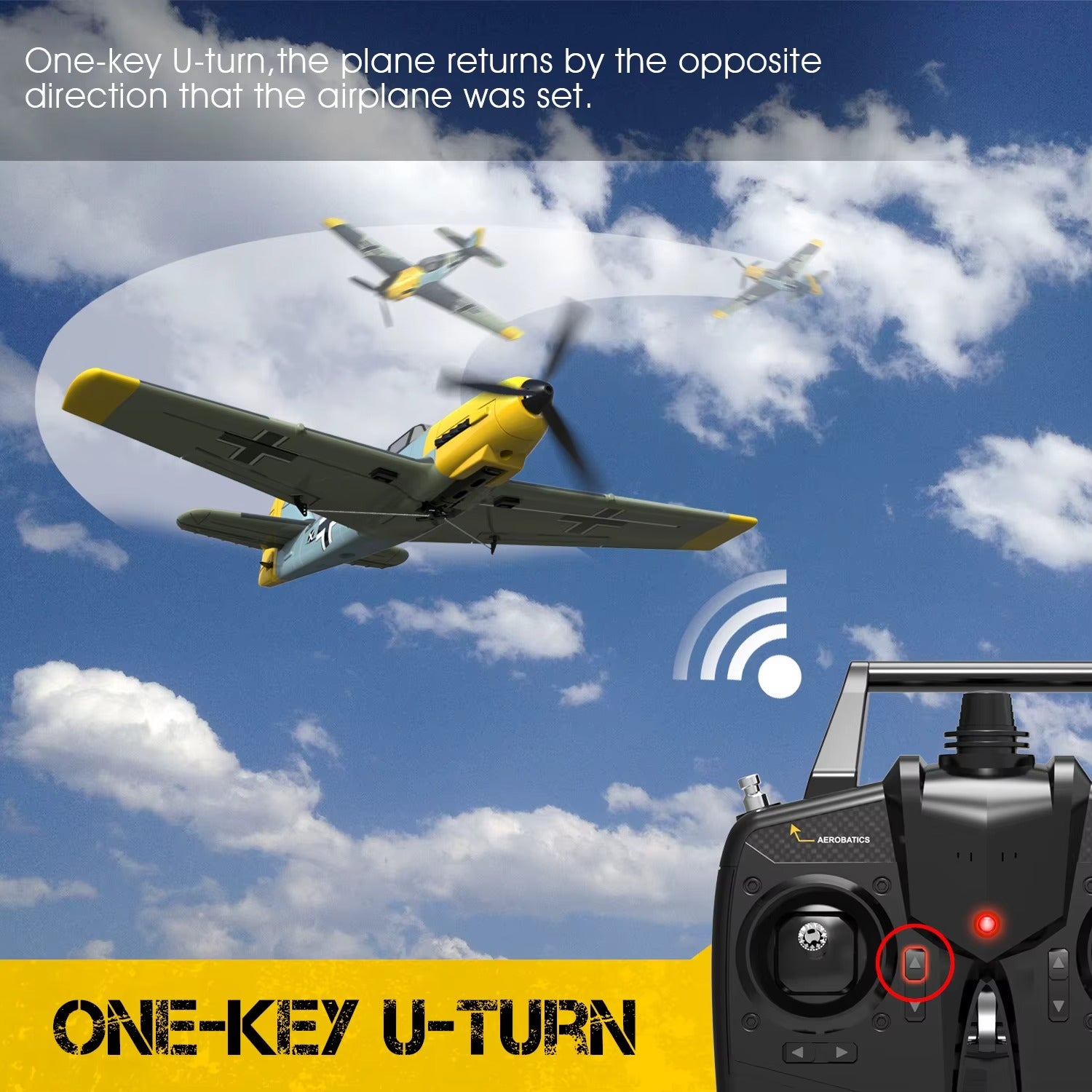 Volantex 400mm 4CH Rc Plane BF 109 RC Warbird for Beginners Electric Outdoor Foam Plane YELLOW Radio Control Toy 4 Channels