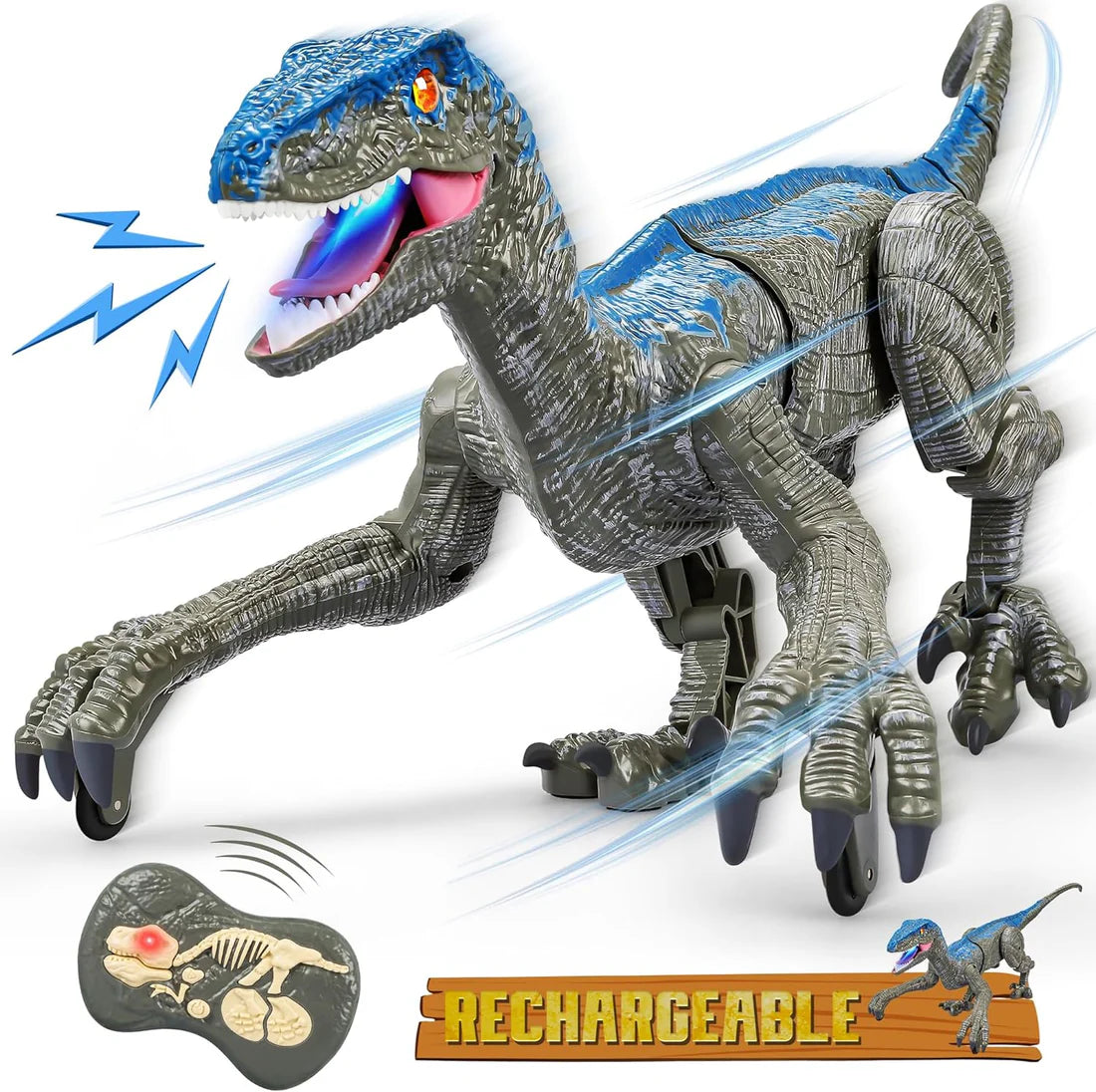 Remote Control Velociraptor Dinosaur Toy with Lights & Sounds 🦖✨